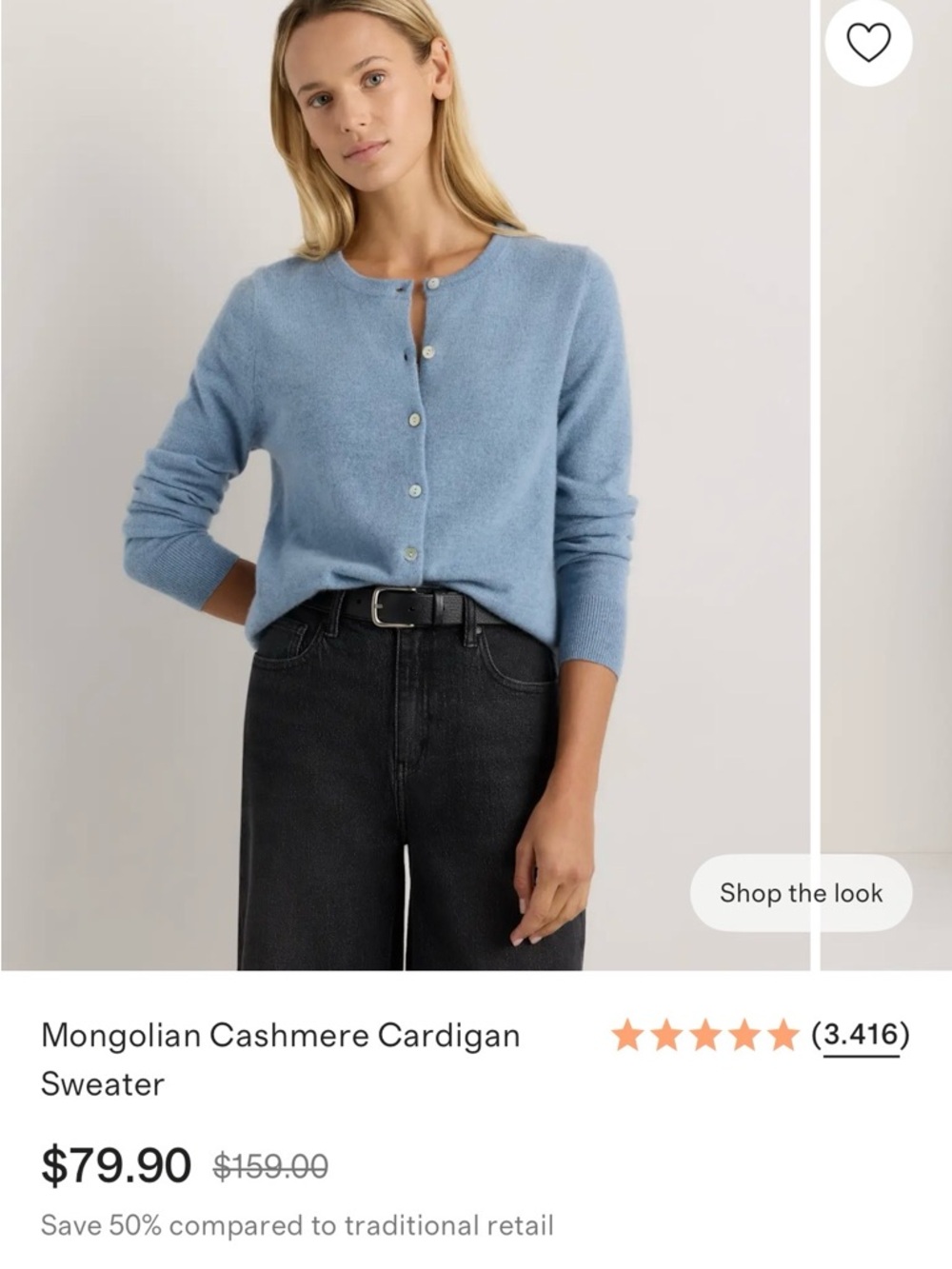 Quince light blue cashmere cardigan